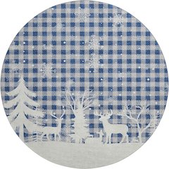 Luxury Washable Indoor/Outdoor Merry & Bright Blue 8' x 8' Round Rug