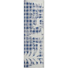 Luxury Washable Indoor/Outdoor Merry & Bright Blue 2'3" x 7'6" Runner Rug
