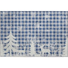 Luxury Washable Indoor/Outdoor Merry & Bright Blue 1'8" x 2'6" Rug