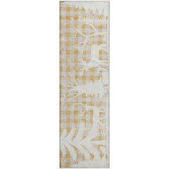Luxury Washable Indoor/Outdoor Merry & Bright Gold 2'3" x 7'6" Runner Rug