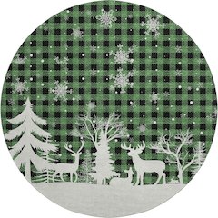 Luxury Washable Indoor/Outdoor Merry & Bright Green 8' x 8' Round Rug