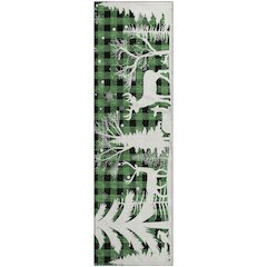 Luxury Washable Indoor/Outdoor Merry & Bright Green 2'3" x 7'6" Runner Rug