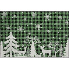 Luxury Washable Indoor/Outdoor Merry & Bright Green 1'8" x 2'6" Rug