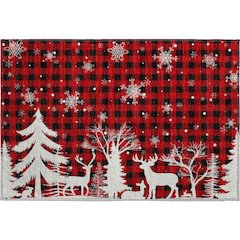 Luxury Washable Indoor/Outdoor Merry & Bright Red 1'8" x 2'6" Rug
