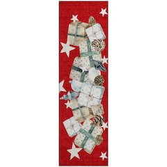 Luxury Washable Indoor/Outdoor Merry & Bright Red 2'3" x 7'6" Runner Rug