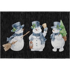 Luxury Washable Indoor/Outdoor Merry & Bright Black 1'8" x 2'6" Rug