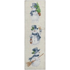 Luxury Washable Indoor/Outdoor Merry & Bright Ivory 2'3" x 7'6" Runner Rug