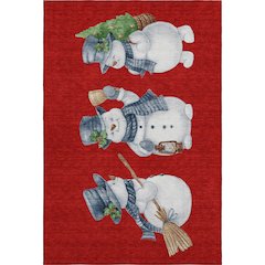 Luxury Washable Indoor/Outdoor Merry & Bright Red 2'6" x 3'10" Rug