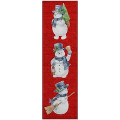 Luxury Washable Indoor/Outdoor Merry & Bright Red 2'3" x 7'6" Runner Rug