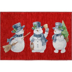 Luxury Washable Indoor/Outdoor Merry & Bright Red 1'8" x 2'6" Rug