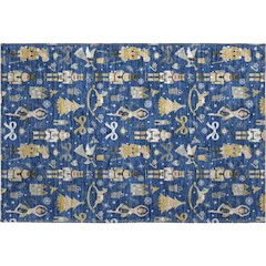 Luxury Washable Indoor/Outdoor Merry & Bright Navy 1'8" x 2'6" Rug