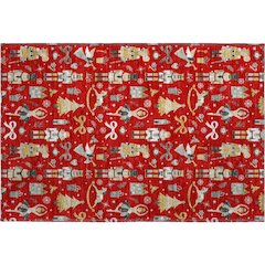 Luxury Washable Indoor/Outdoor Merry & Bright Red 1'8" x 2'6" Rug