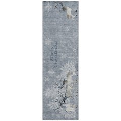 Luxury Washable Indoor/Outdoor Merry & Bright Gray 2'3" x 7'6" Runner Rug
