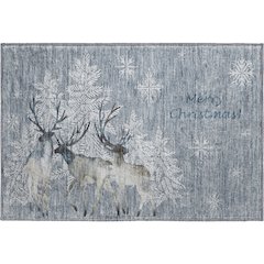 Luxury Washable Indoor/Outdoor Merry & Bright Gray 1'8" x 2'6" Rug