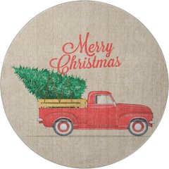 Luxury Washable Indoor/Outdoor Merry & Bright Putty 8' x 8' Round Rug
