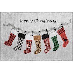 Luxury Washable Indoor/Outdoor Merry & Bright Silver 1'8" x 2'6" Rug