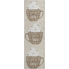 Luxury Washable Indoor/Outdoor Merry & Bright Beige 2'3" x 7'6" Runner Rug