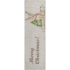 Luxury Washable Indoor/Outdoor Merry & Bright Beige 2'3" x 7'6" Runner Rug