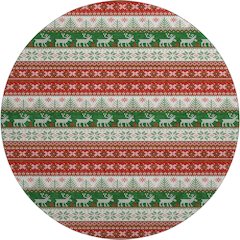 Luxury Washable Indoor/Outdoor Merry & Bright Red 8' x 8' Round Rug
