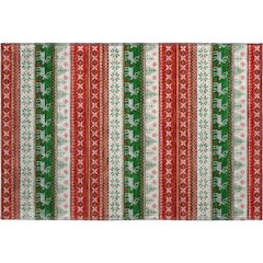 Luxury Washable Indoor/Outdoor Merry & Bright Red 1'8" x 2'6" Rug