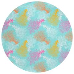 Indoor/Outdoor Seabreeze SZ3 Teal Washable 8' x 8' Round Rug