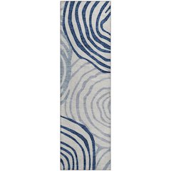 Machine Washable Indoor/Outdoor Neo Blue 2'3" x 7'6" Runner Rug