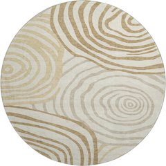 Machine Washable Indoor/Outdoor Neo Gold 8' x 8' Round Rug