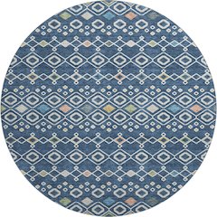 Machine Washable Indoor/Outdoor Neo Navy 8' x 8' Round Rug