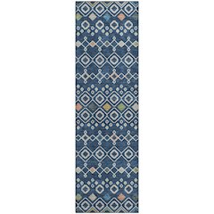 Machine Washable Indoor/Outdoor Neo Navy 2'3" x 7'6" Runner Rug