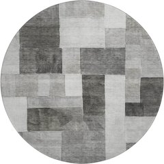 Machine Washable Indoor/Outdoor Neo Pewter 8' x 8' Round Rug