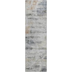 Machine Washable Indoor/Outdoor Neo Silver 2'3" x 7'6" Runner Rug