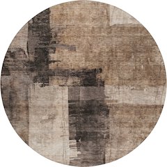 Indoor/Outdoor Nouveau Brown 8' x 8' Round Rug