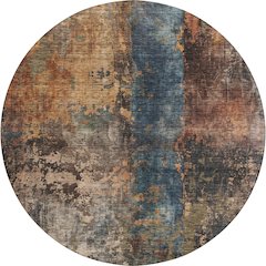 Indoor/Outdoor Nouveau Blue 8' x 8' Round Rug
