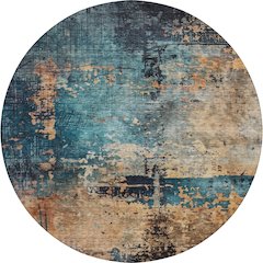 Indoor/Outdoor Nouveau Teal 8' x 8' Round Rug