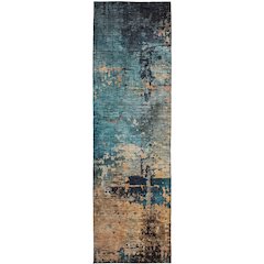 Indoor/Outdoor Nouveau Teal 2'3" x 7'6" Runner Rug