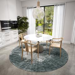 Rylee Black Transitional Abstract 8' x 8' Round Rug Black ARY31