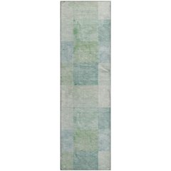 Machine Washable Indoor/Outdoor Pacifica Seafoam 2'3" x 7'6" Runner Rug