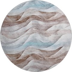 Machine Washable Indoor/Outdoor Pacifica Mocha 8' x 8' Round Rug