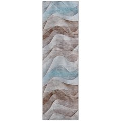 Machine Washable Indoor/Outdoor Pacifica Mocha 2'3" x 7'6" Runner Rug