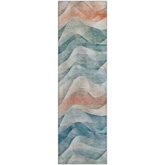 Machine Washable Indoor/Outdoor Pacifica Teal 2'3" x 7'6" Runner Rug