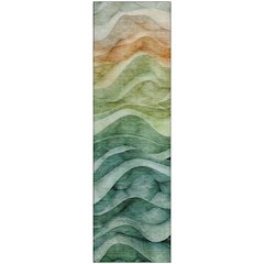 Machine Washable Indoor/Outdoor Pacifica Teal 2'3" x 7'6" Runner Rug