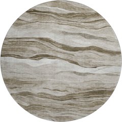 Machine Washable Indoor/Outdoor Pacifica Brown 8' x 8' Round Rug