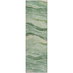 Machine Washable Indoor/Outdoor Pacifica Green 2'3" x 7'6" Runner Rug