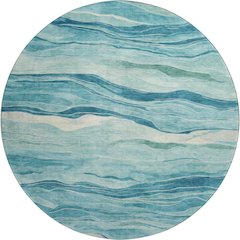 Machine Washable Indoor/Outdoor Pacifica Turquoise 8' x 8' Round Rug