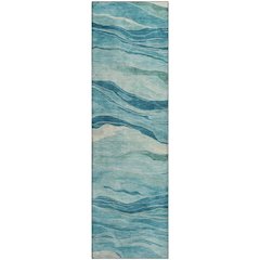 Machine Washable Indoor/Outdoor Pacifica Turquoise 2'3" x 7'6" Runner Rug