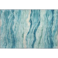 Machine Washable Indoor/Outdoor Pacifica Turquoise 1'8" x 2'6" Rug