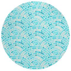 Indoor/Outdoor Surfside ASR37 Aqua Washable 8' x 8' Round Rug