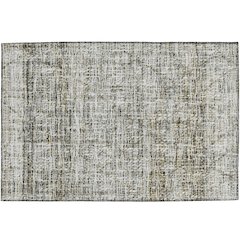Luxury Washable Indoor/Outdoor Portico Pewter 1'8" x 2'6" Rug