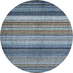 Luxury Washable Indoor/Outdoor Portico Navy 8' x 8' Round Rug