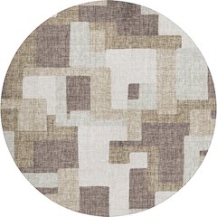 Luxury Washable Indoor/Outdoor Portico Brown 8' x 8' Round Rug